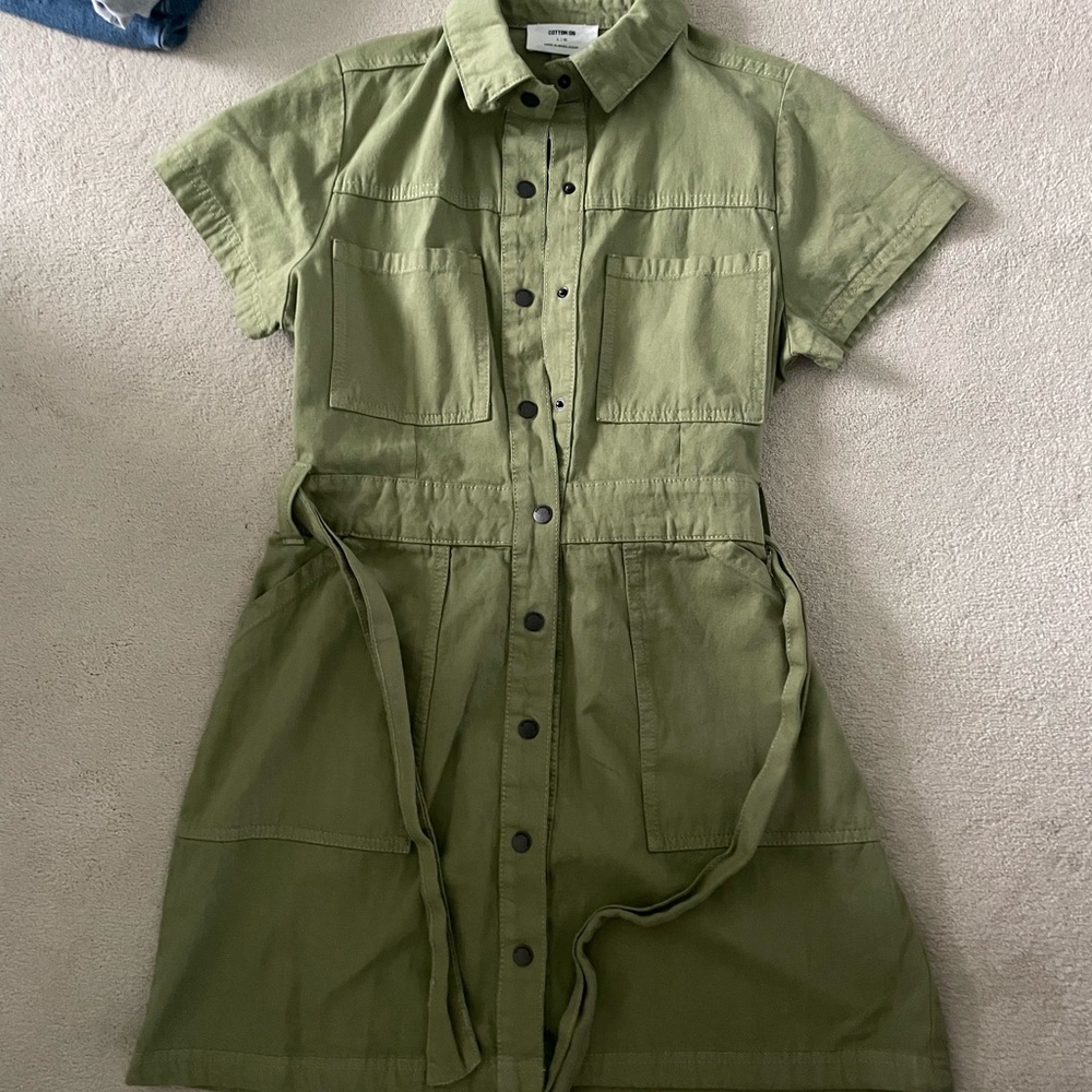 Cotton On Green Button-Up Shirt Dress